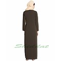 Front open embroidered abaya- Olive Green